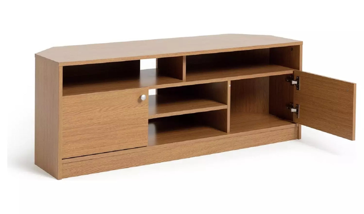 Assembled Corner 2 Door TV Unit - Oak